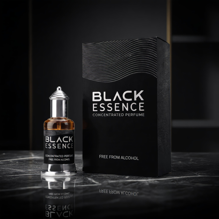 Black Essence Affordable Attar Oil bottle with luxury packaging in Pakistan